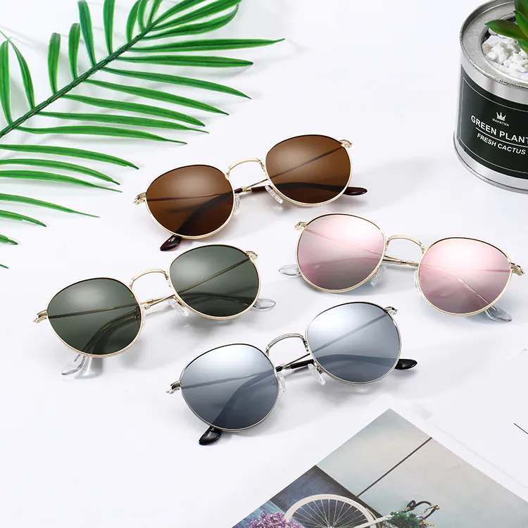 stainless steel retro round frame sunglasses high quality bulk suuply