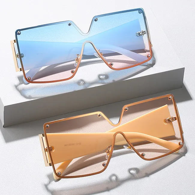 EUGENIA 2021 Hot Sales High Quality Women Oversize Sun glasses Custom Logo Fashion Square One Piece Lens Big Frame SunGlasses
