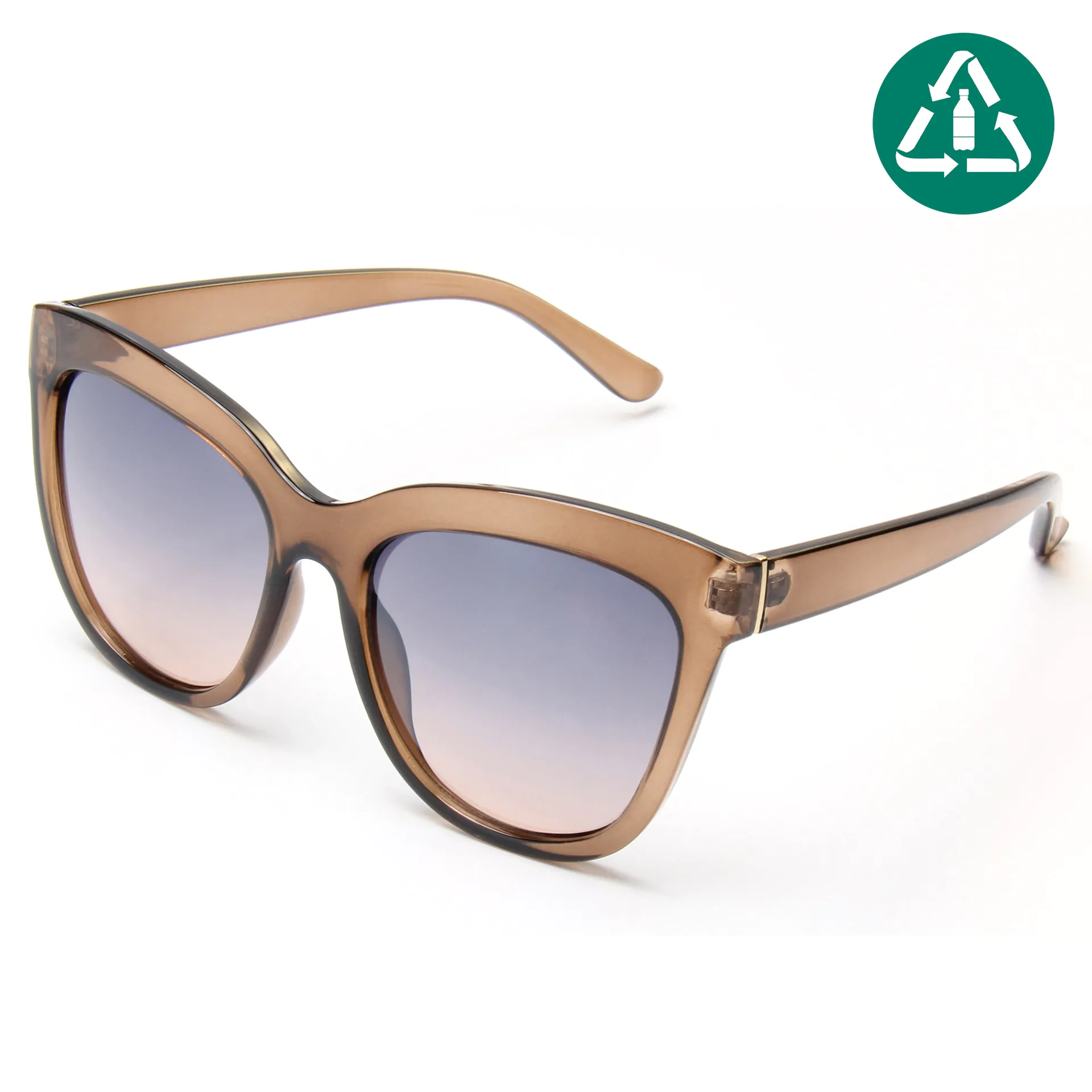 EUGENIA 100% RPCTG High Quality Sunglasses Custom Oversized Big Frame Cat Eye Shape Sunglasses For Women