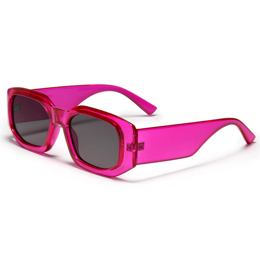 Thick Irregular Square Rectangular Viva Magenta Transparent Sunglasses