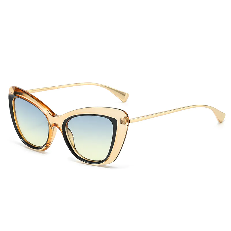 S27004 2024 Fashionable Wholesale Personalized Women Cat Eye Metal PC Sunglasses