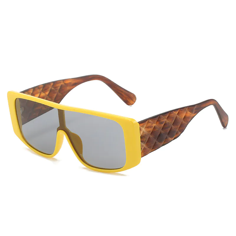 S27015 Luxury Oversized Square Frame Fashionable Punk Sun Glasses for Ladies One Piece Lens Sunglasses Women