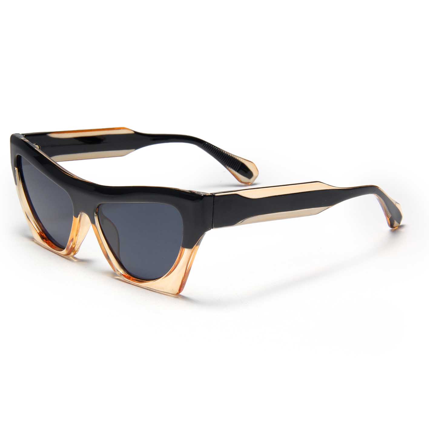 S27027 2024 New Luxury High Quality Spliced Color Sunglasses Cat Eye Irregular Frame Women Sunglasses