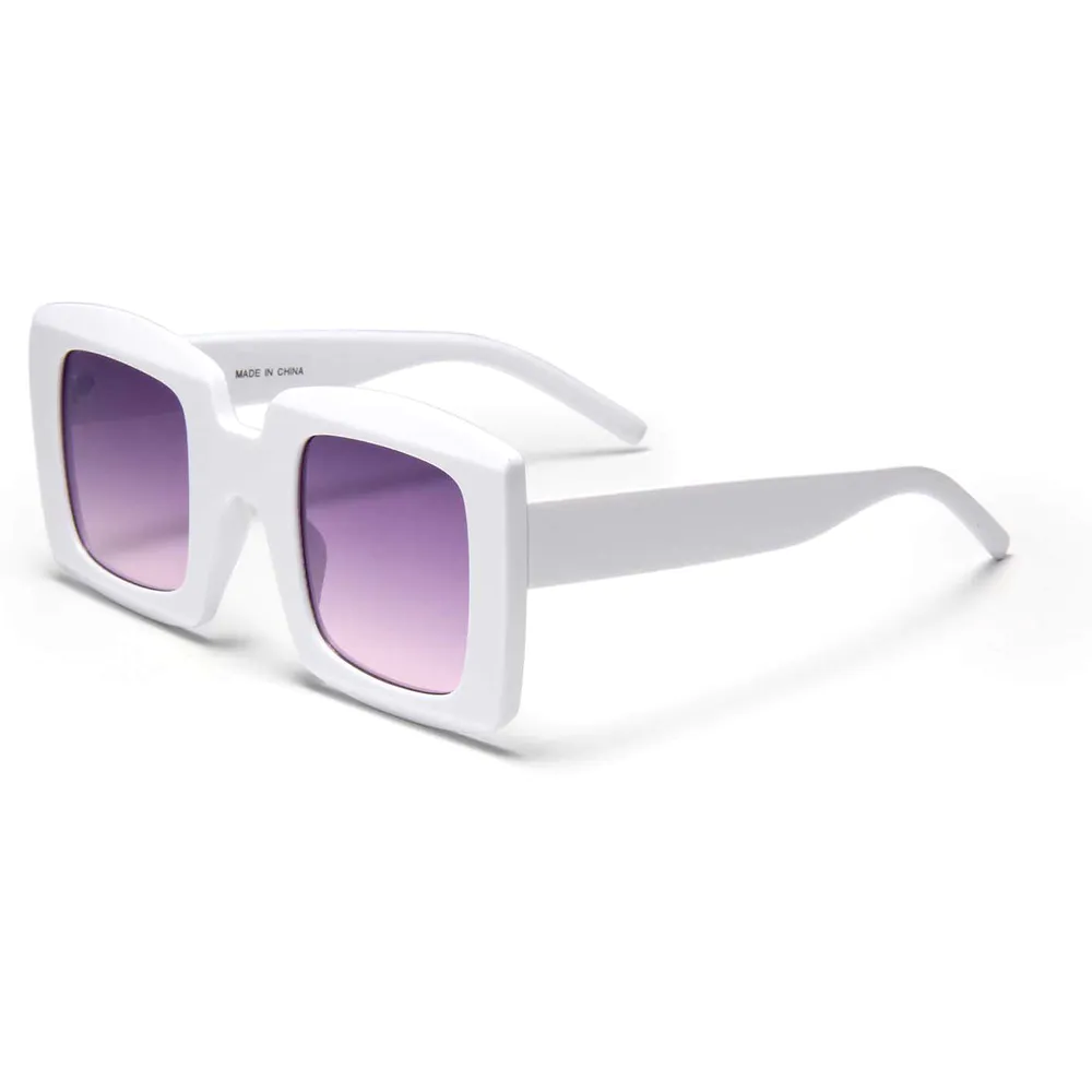S28021 High Quality Classic Retro Square PC Sunglasses Women Customized Logo Polarized China Wholesale Fashion White Sunglasses