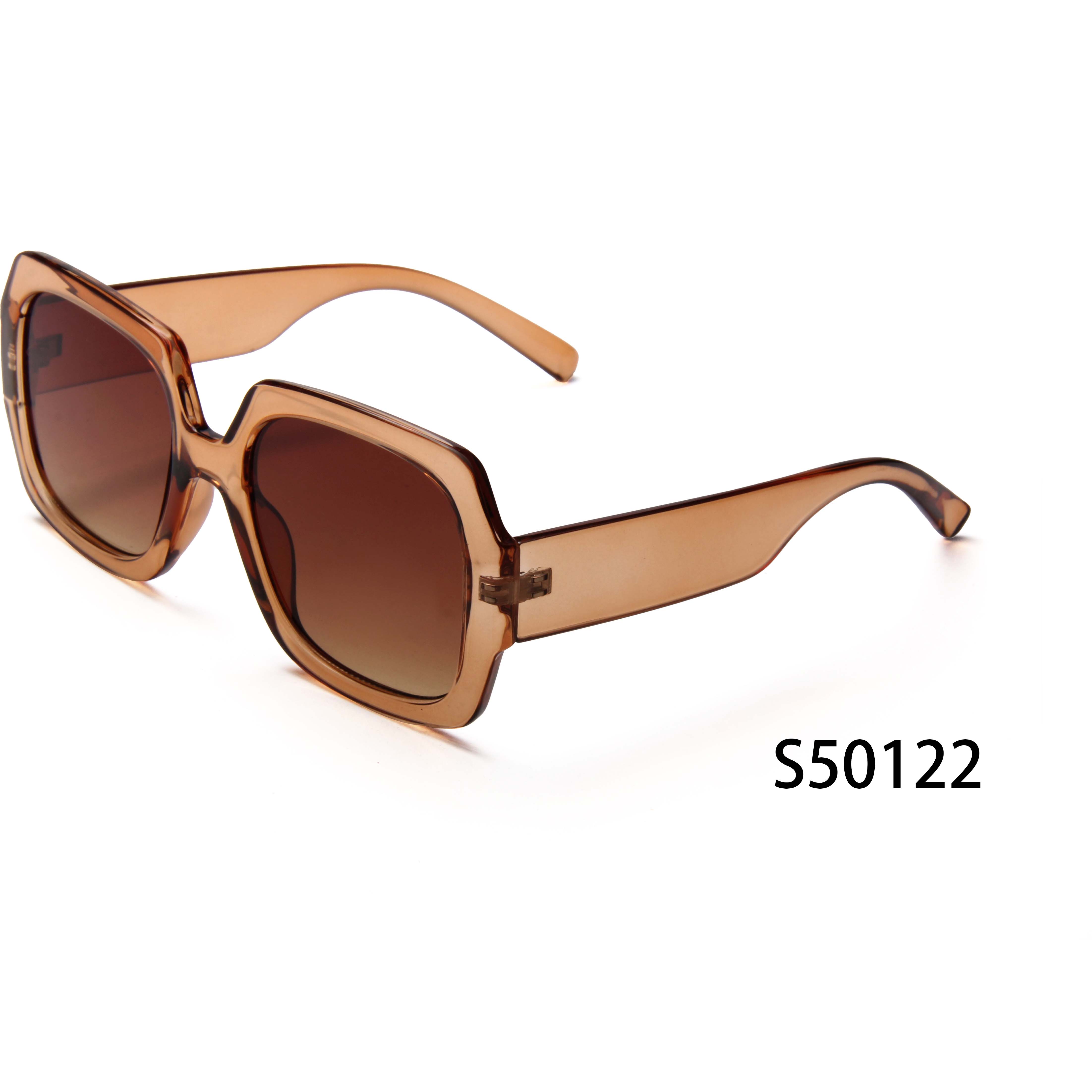 S50122 Gafas de sol cuadradas de gran tamaño Vintage para mujer, gafas de sol de aleación de marca de lujo a la moda en negro y marrón, gafas de sol elegantes para mujer y hombre