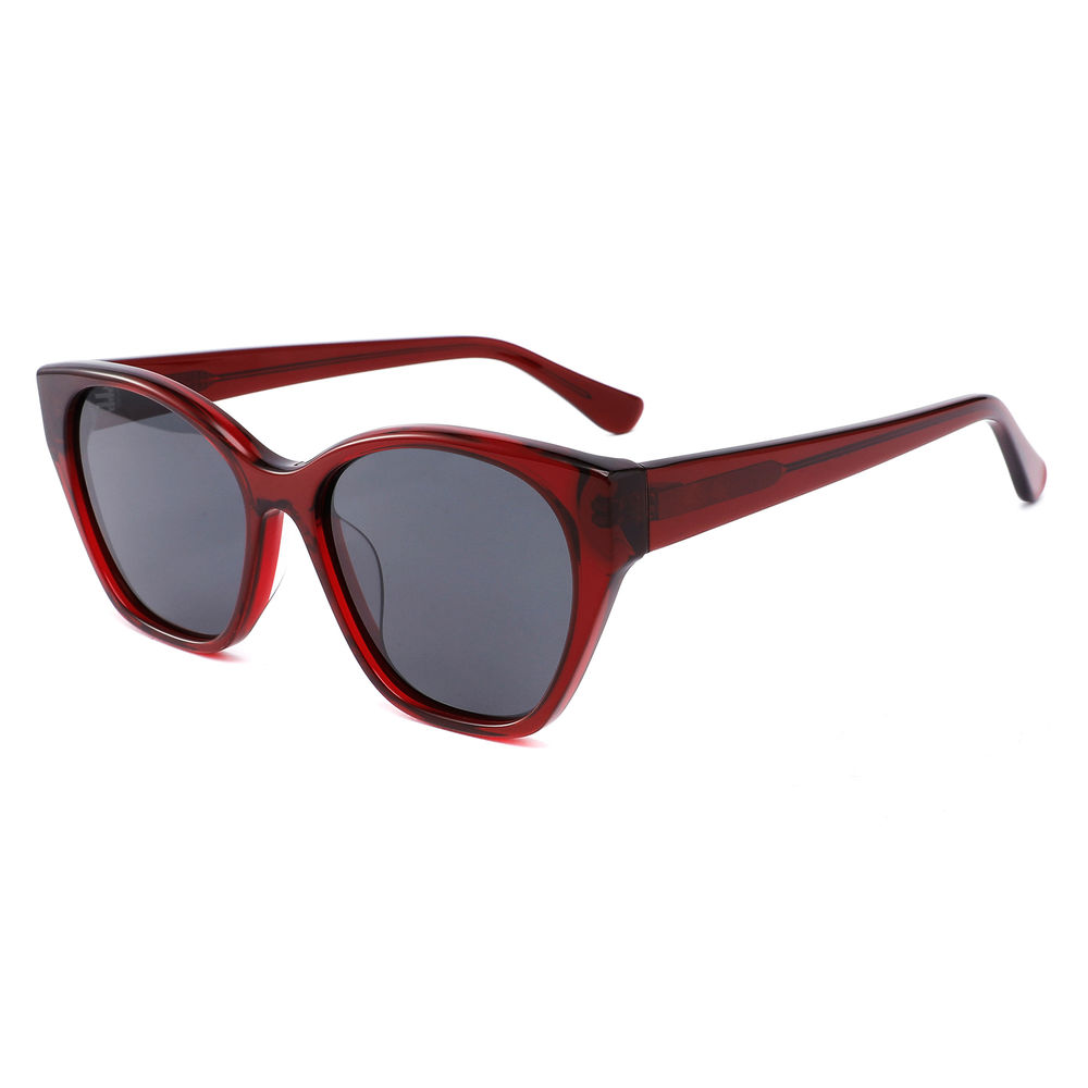 Eugenia 2022 Trendy Dark Red Ladies Acetate Sunglasses Custom Logo Wholesale Outdoor Travels Polarized Lens Sunglasses