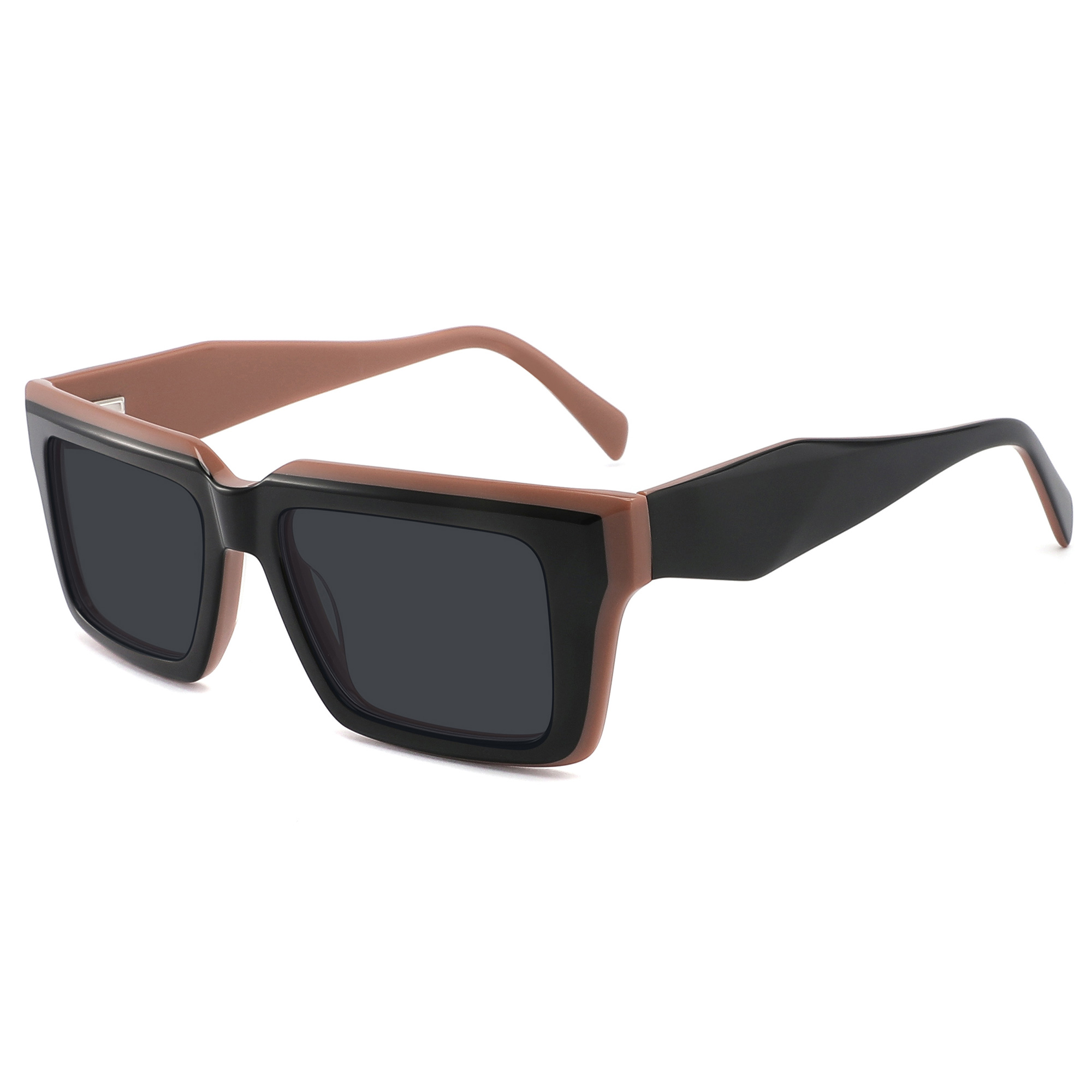 Gafas de sol de acetato de moda para mujer, venta al por mayor, lentes TAC para viajes al aire libre, gafas de sol masculinas con montura negra polígono elegante