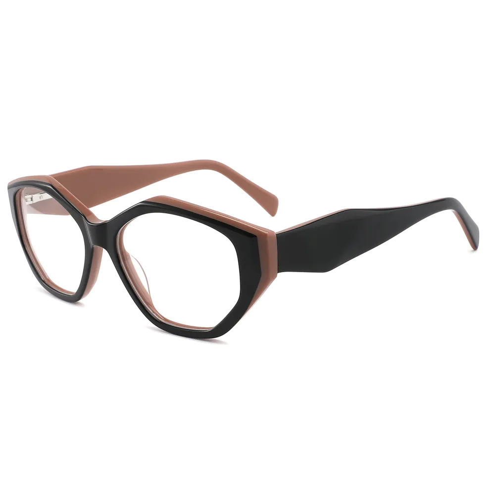 China Wholesale Optical Eyeglasses Frame Tortoiseshell Fancy Polygon Female Acetate Optical Frame Drop Shipping