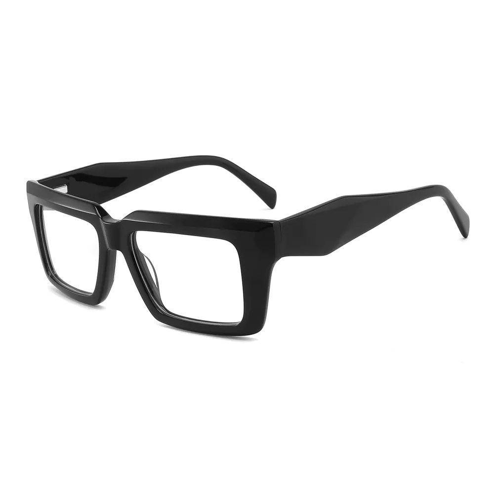Trendy 2022 Acetate Optical Frame Wholesale Fashion Designer Display Black Frame AC Lens Men Fancy Polygon Glasses Made In China
